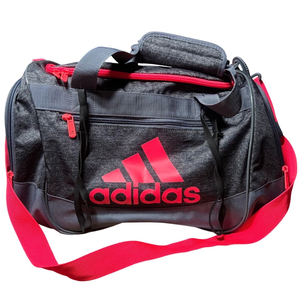Adidas Defender Duffel Bag Small Gym Sport Travel Unisex Grey Pink